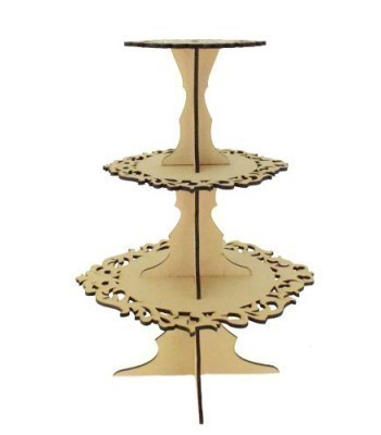 Laser Cut 3 Tier Fancy Cake Stand - 6mm - Options